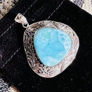 Larimar and 925 Sterling Silver Pendent-Like New-One of a kind.